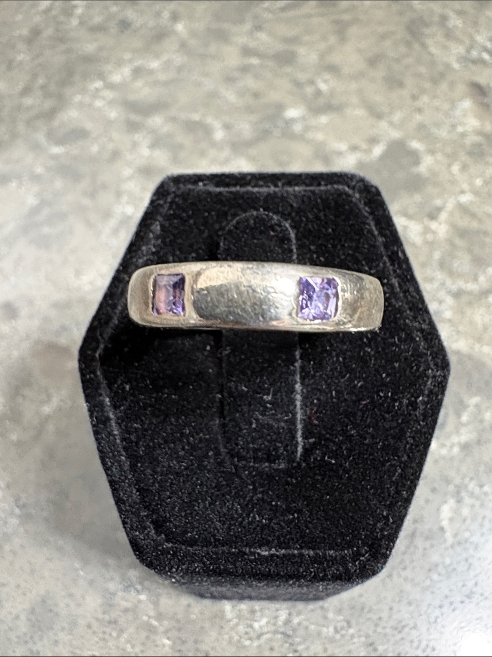 925 Sterling Silver Eternity Band Ring with Purple Stones